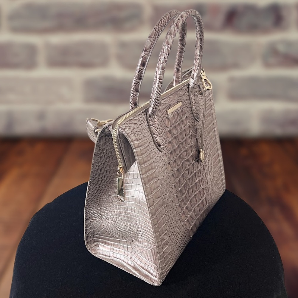 Brahmin Caroline Silver Lining Melbourne Satchel NWOT - Picture 5 of 15